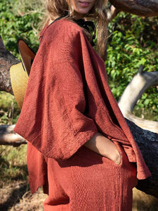 Casual Loose Solid Color Cotton Linen Two Piece Set