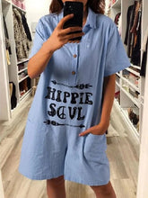 Load image into Gallery viewer, Short Sleeve Casual V-neck Printed Jumpsuit
