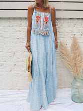Load image into Gallery viewer, Bohemian elegant tassel Slip Maxi Dress for Vacation
