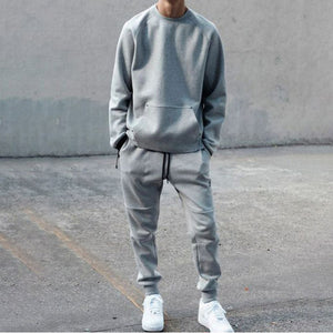 Men'S Round Neck Solid Color Sports Suit