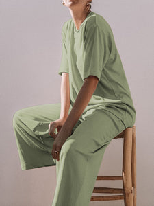 Loose Casual Short Sleeve Suit for Women