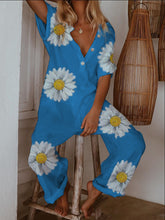 Load image into Gallery viewer, Casual Button Daisy Print Jumpsuit
