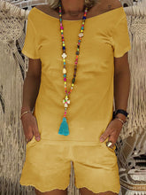 Load image into Gallery viewer, Wide Collar Solid Color Short Sleeve Suit
