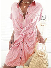 Load image into Gallery viewer, Casual Stripe Tunic V-Neckline Shift Dress
