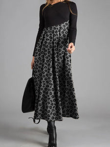 Fashion Casual V-neck Long-sleeved Leopard Print Dress