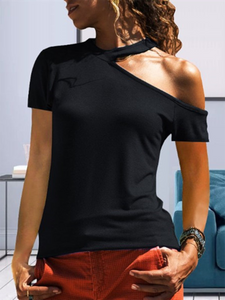 Pure Color Cotton Blend T-Shirts Casual Blouses