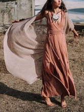 Load image into Gallery viewer, Solid Color V-neck Strap Maxi Dress
