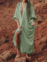 Load image into Gallery viewer, Pure Color Casual breezy kimono beach maxi dress
