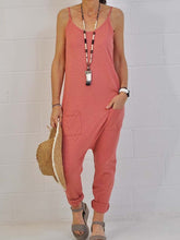 Load image into Gallery viewer, Casual Loose Round Collar Solid Color Suspender Jumpsuit
