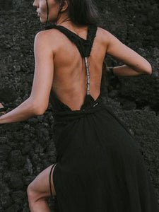 Solid Color Twist Tie Sling Maxi Dress