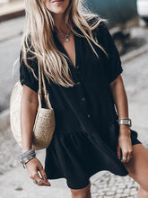 Load image into Gallery viewer, Fashionable Solid Color Short Sleeve Casual Dress
