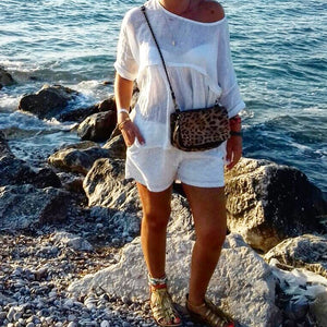 Round Neck Loose Perspective Short Sleeve Suit