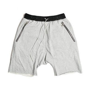 Zip Pocket Drawstring Solid Color Shorts