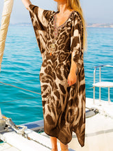 Load image into Gallery viewer, Bohemian Vintage V-Neck Leopard Print Maxi Dress
