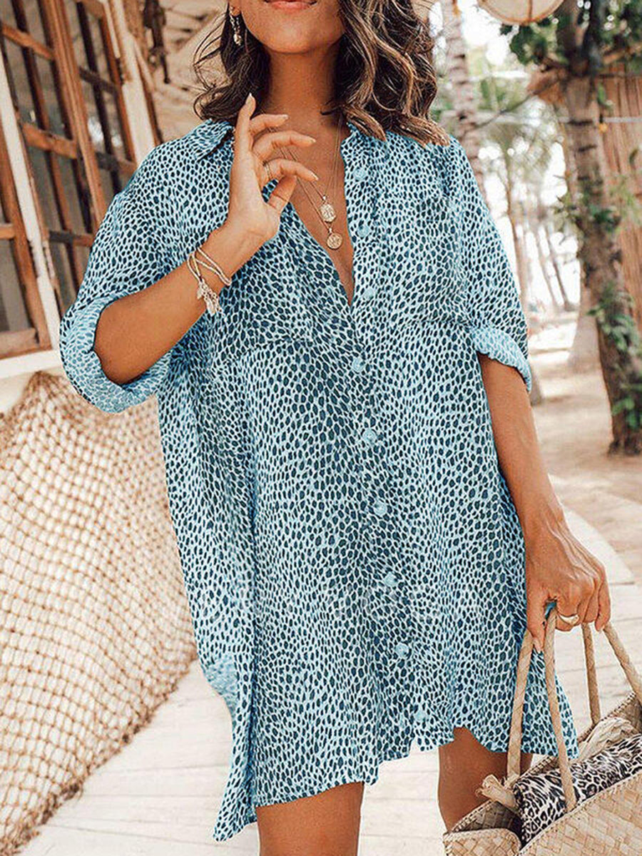 Retro Casual Loose Leopard Dress
