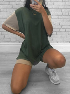 Round Neck Loose Color Matching Suit