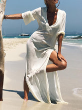 Load image into Gallery viewer, Solid Color V-Neck Split Dress
