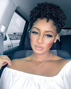 Black Short Curly Hair Small Explosive Head Synthetic Wigs