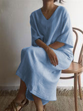 Load image into Gallery viewer, Casual Fashion V-neck Solid Color Dress
