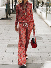 Load image into Gallery viewer, Fashion Casual Printed Lapel Two-piece Long Sleeve
