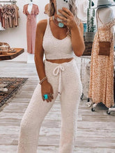 Load image into Gallery viewer, Fashionable Sexy Camisole and Drawstring Wide-leg Pants Suit

