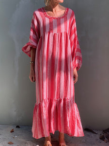 Square Neck Stripe Print Dress