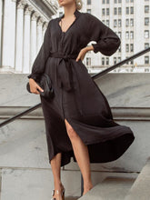 Load image into Gallery viewer, V-neck Solid Color Wide Loose Dress
