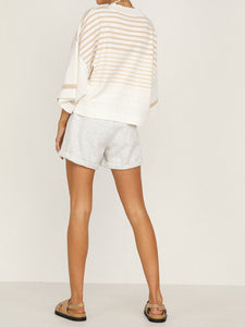 Casual Striped Top and Shorts Two-piece Set