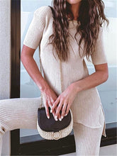 Load image into Gallery viewer, Round Neck Short Sleeve Knitted Loose Suit
