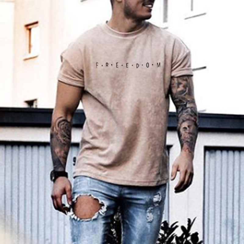 Men'S Fashion Casual Letter Printed T-Shirt