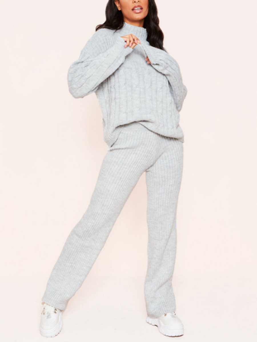 Serena Grey Cable Knit Co-Ord Set