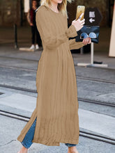 Load image into Gallery viewer, Casual Solid Color Long Sleeve Split Dress

