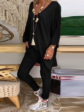 Load image into Gallery viewer, Irregular Loose V-neck Top Slim Trousers Suit
