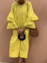 Load image into Gallery viewer, Solid-Colored Round-Necked Trouser Dress
