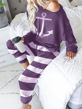 Load image into Gallery viewer, Casual Loose Top Striped Pants Set
