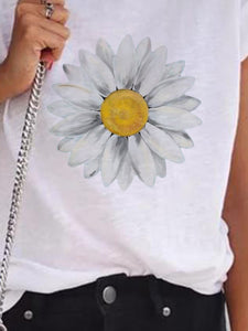 Short Sleeve Round Neck Printed Casual Tops