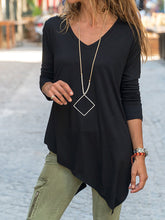 Load image into Gallery viewer, V-Neck Irregular Hem Long Sleeve Casual Tops
