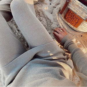 Solid Color Loose Round Neck Long Sleeve Sui