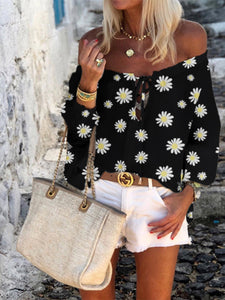 Bohemian Pastoral Casual Loose Daisy Print Top