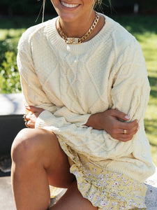Casual Loose Solid Color Round Neck Sweater