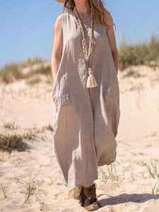 Solid Color Loose Sleeveless Dress
