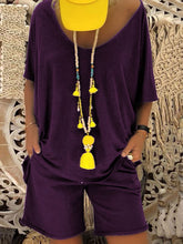 Load image into Gallery viewer, Two-piece Suit with Wings Printed on The Back of Casual Round Neck
