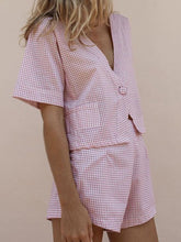 Load image into Gallery viewer, Holiday V-neck Plaid Print Suit
