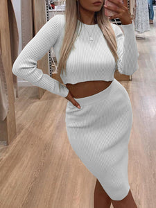 Sexy Solid Color Long Sleeve Two-piece Suit