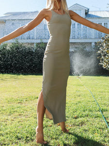 Sleeveless Solid Color Knitted Dress