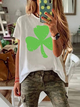 Load image into Gallery viewer, Short-sleeved Clover Printed Casual Round Neck Top
