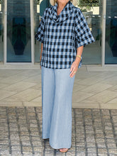 Load image into Gallery viewer, Plaid Short-sleeved Top Solid Color Trousers Women&#39;s Suit
