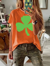 Load image into Gallery viewer, Short-sleeved Clover Printed Casual Round Neck Top
