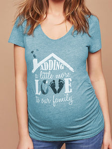 Casual V-neck Printed Maternity Top