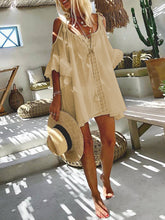 Load image into Gallery viewer, Off-The-Shoulder Solid Color Lace Dress
